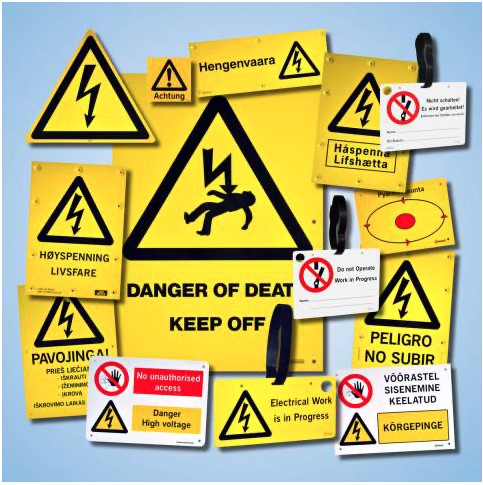 Electrical warning - prohibition and fibre optic signs