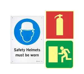 Safe condition - fire safety. mandatory and other signs